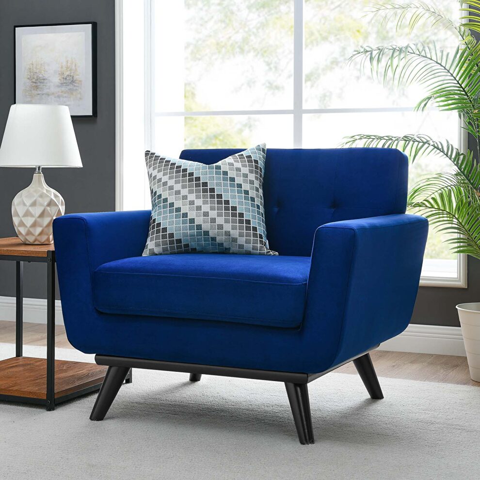 Performance velvet  upholstery chair in navy by Modway