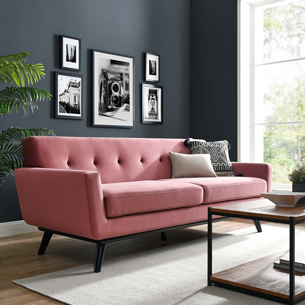 Performance velvet  upholstery sofa in dusty rose by Modway