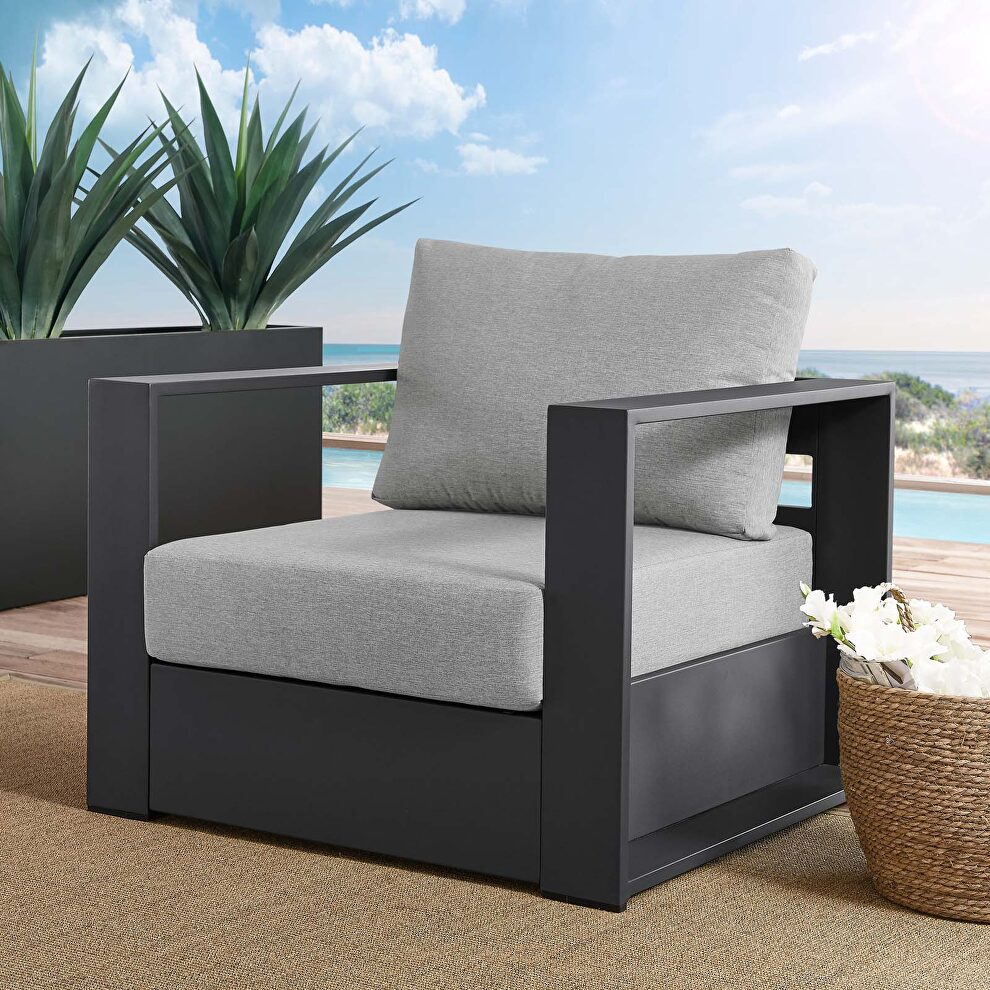 Gray finish outdoor patio powder-coated aluminum chair by Modway