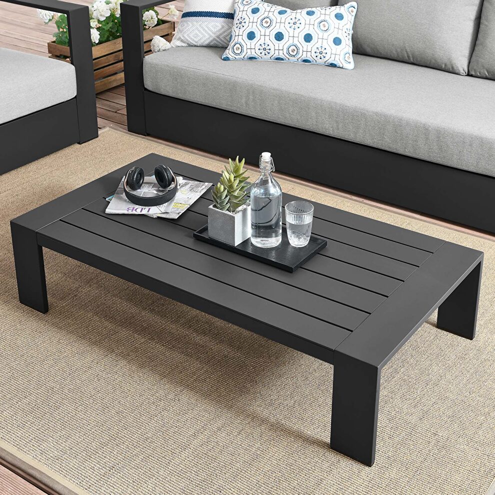 Gray finish outdoor patio powder-coated aluminum coffee table by Modway