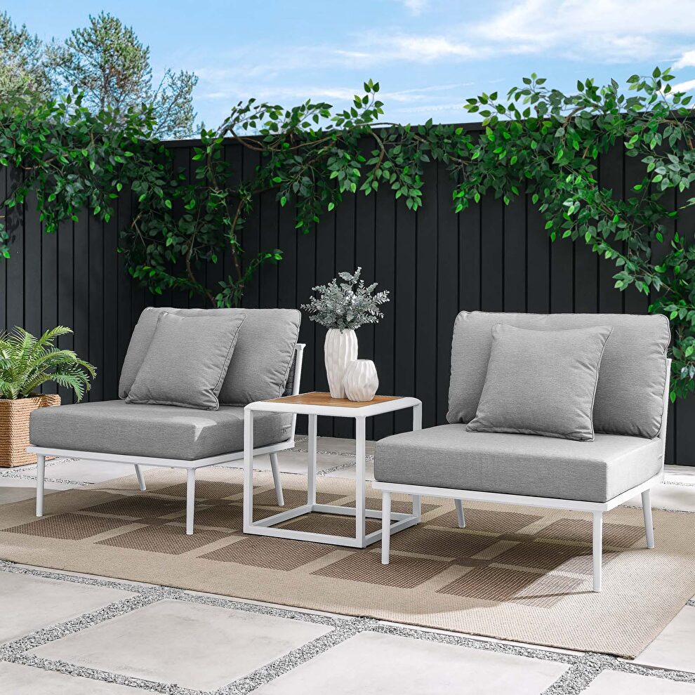 White/ gray finish 3-piece outdoor patio aluminum set by Modway