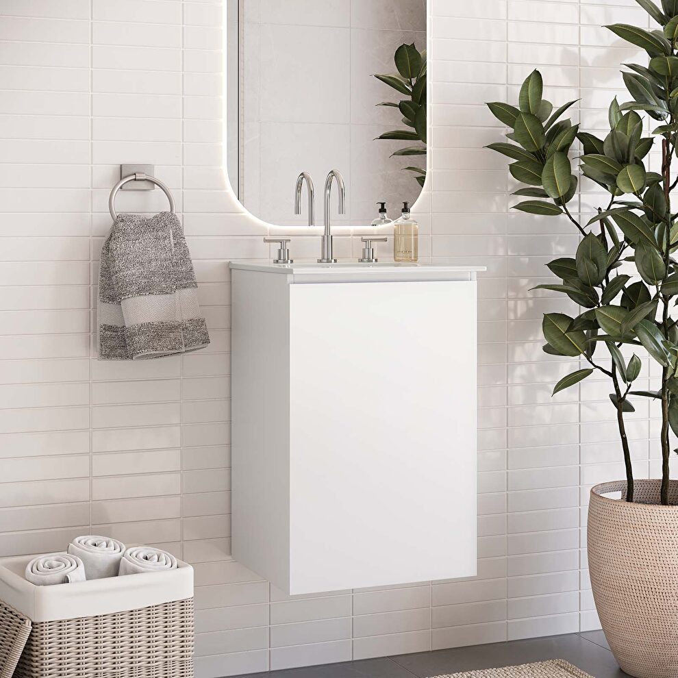 Wall-mount 18 bathroom vanity in white by Modway