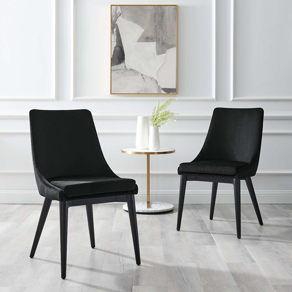 Black finish performance velvet accent dining chairs - set of 2 by Modway