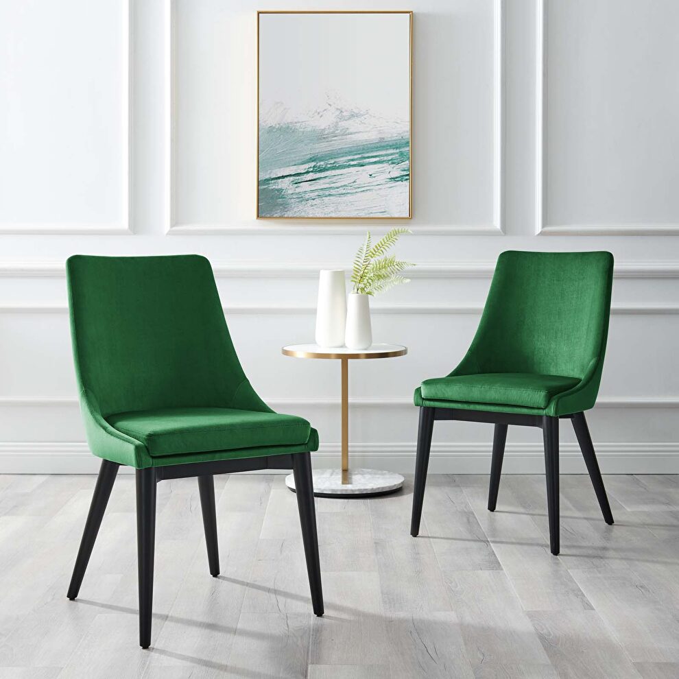 Emerald finish performance velvet accent dining chairs - set of 2 by Modway
