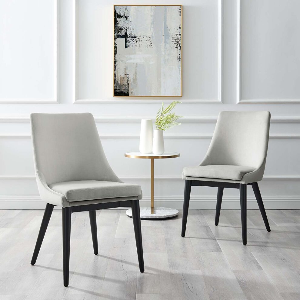 Light gray finish performance velvet accent dining chairs - set of 2 by Modway