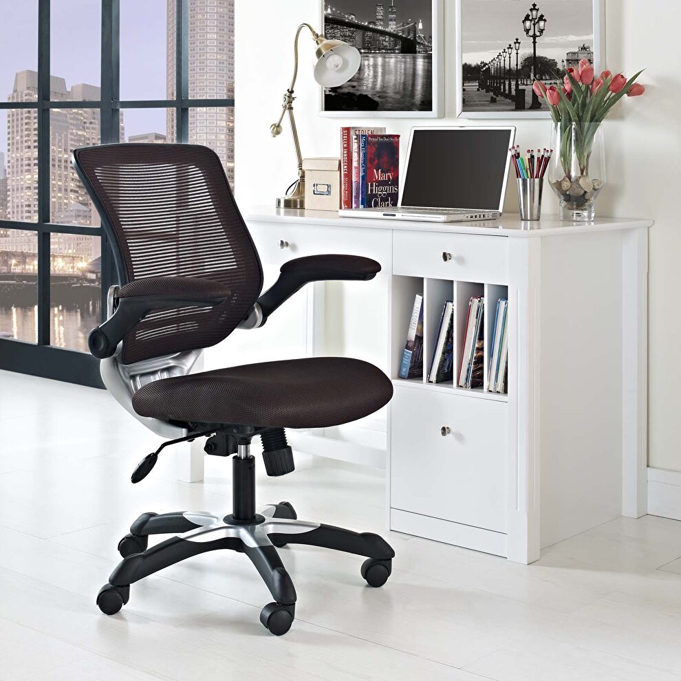 Mesh office chair in brown by Modway