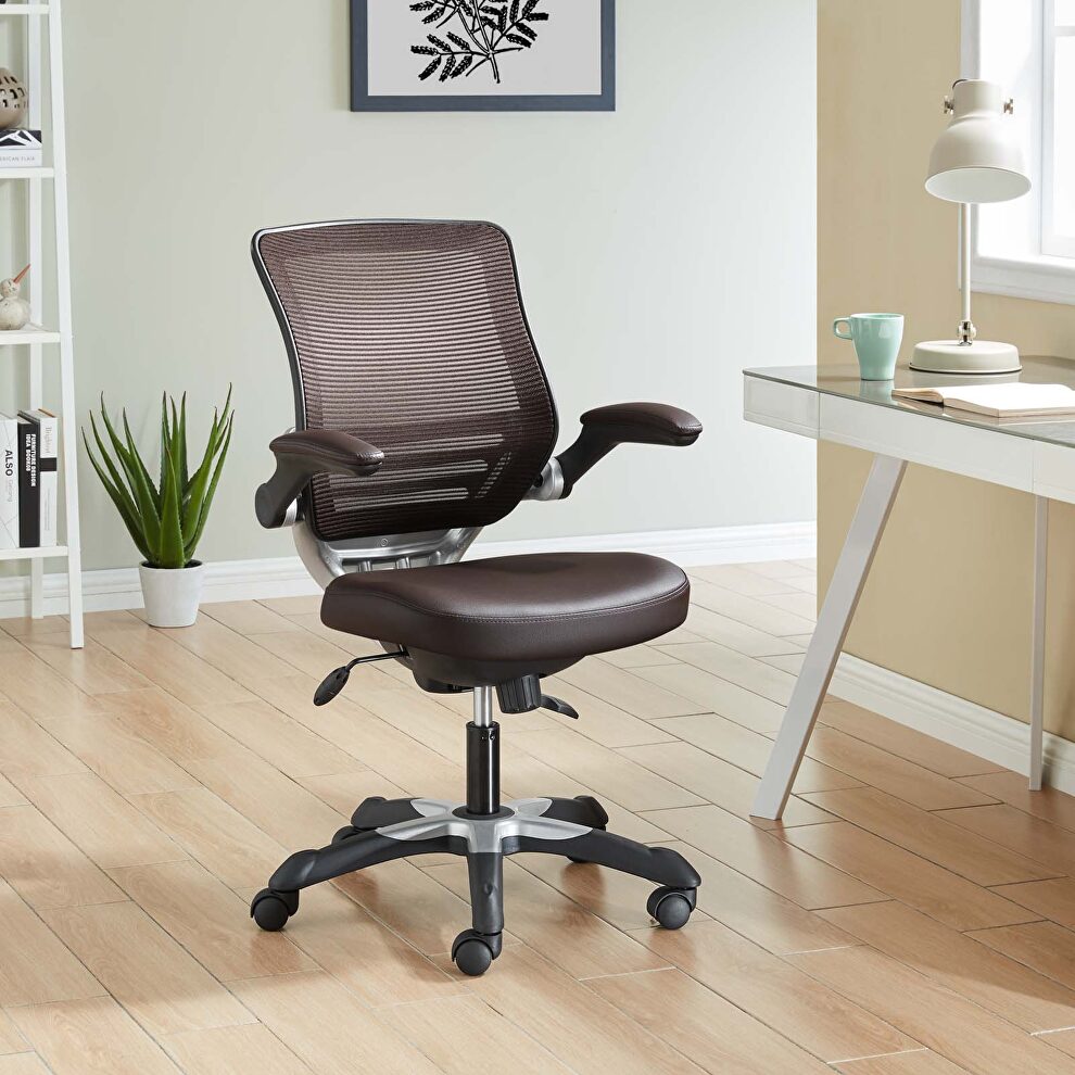 Vinyl office chair in brown by Modway