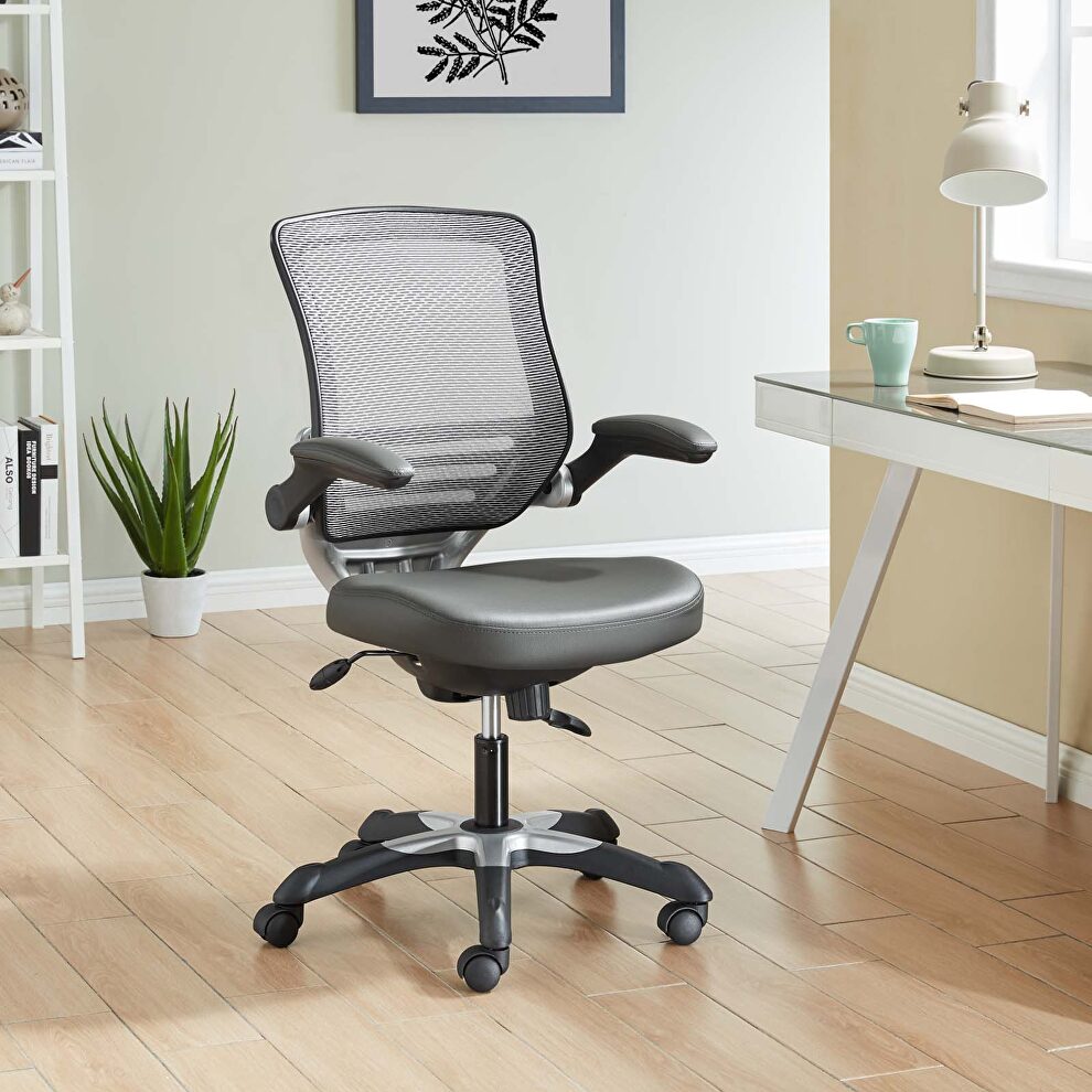 Vinyl office chair in gray by Modway