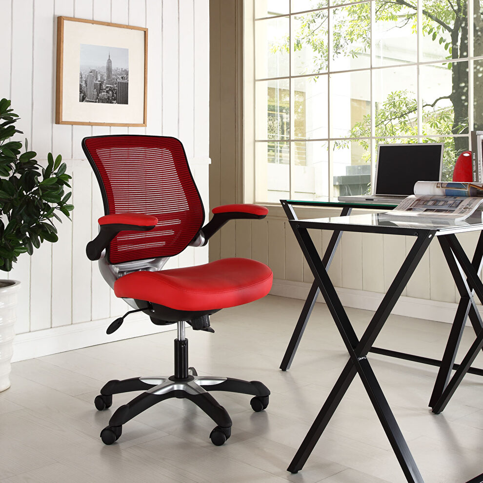 Vinyl office chair in red by Modway