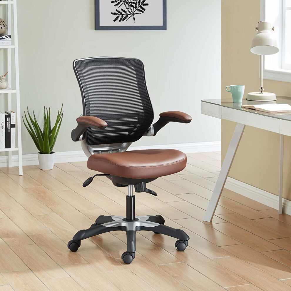 Vinyl office chair in tan by Modway