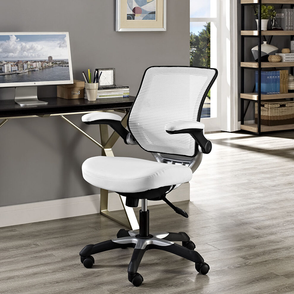 Vinyl office chair in white by Modway