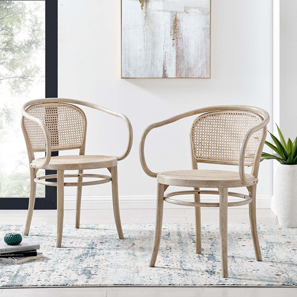 Gray finish wood modern farmhouse style dining chair set of 2 by Modway