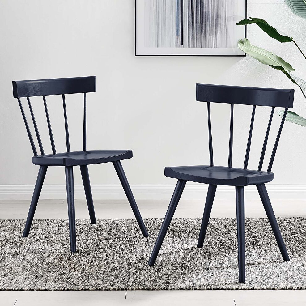 Midnight finish wood dining side chair set of 2 by Modway