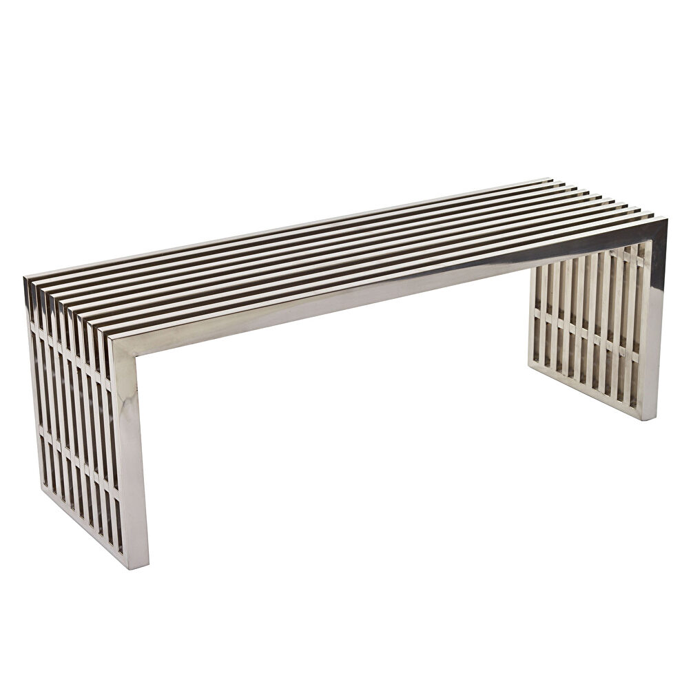 Medium stainless steel bench in silver by Modway