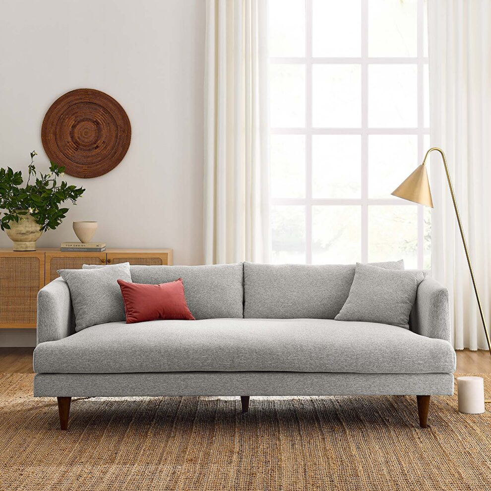 Upholstered polyester fabric sofa in mid-century design by Modway