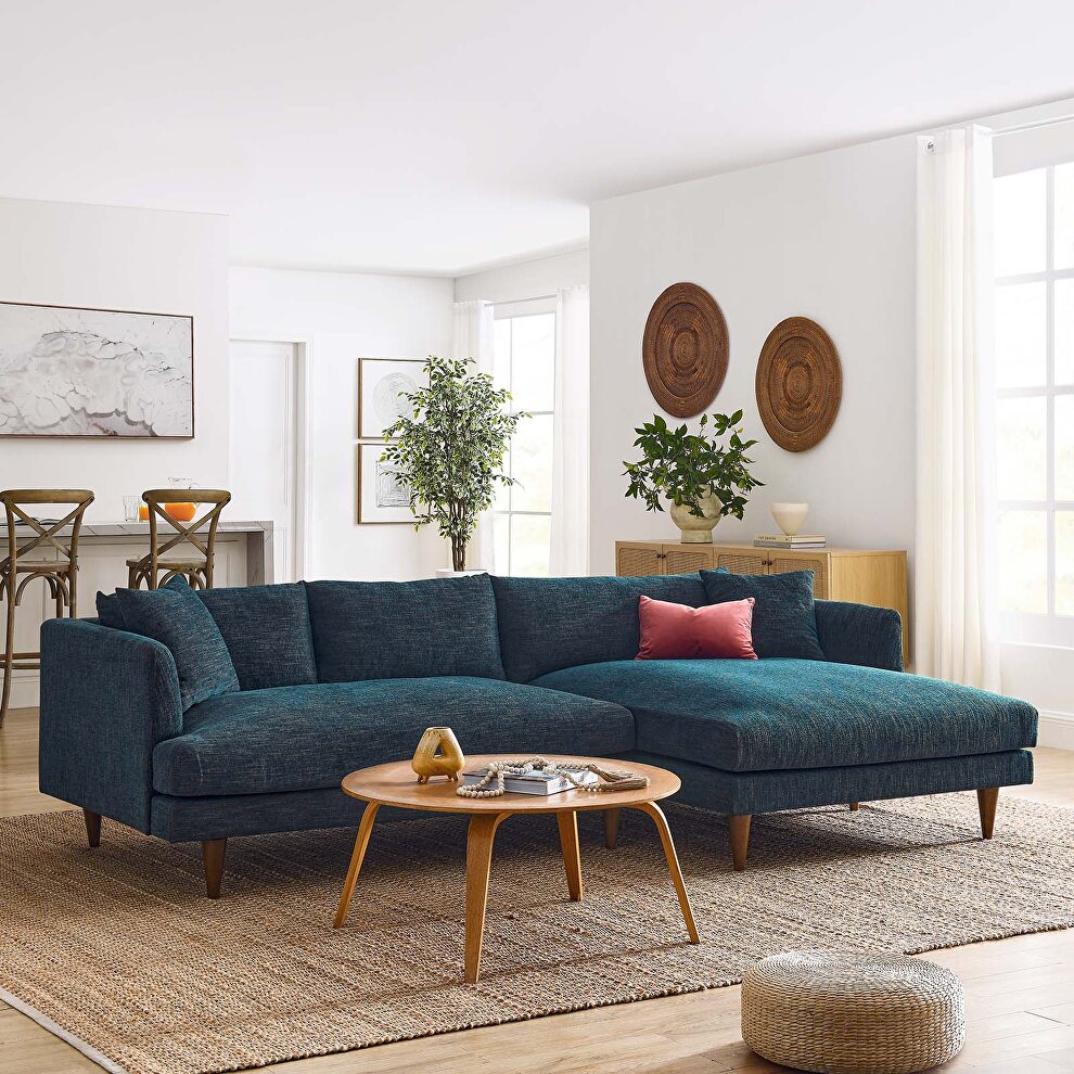 Right-facing polyester fabric mid-century design sectional by Modway