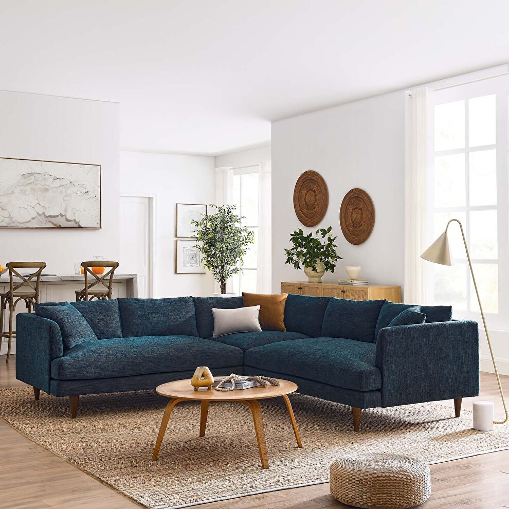 Mid-century l-shape polyester sectional by Modway