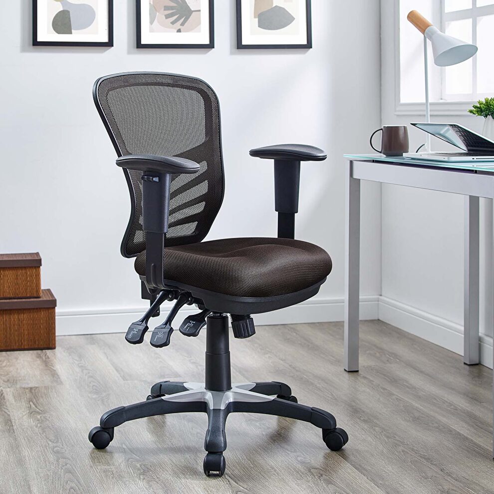 Mesh office chair in brown by Modway