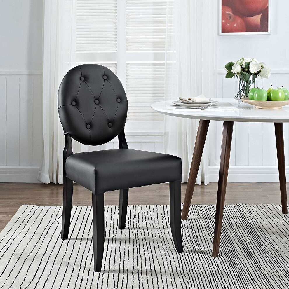 Dining vinyl side chair in black by Modway