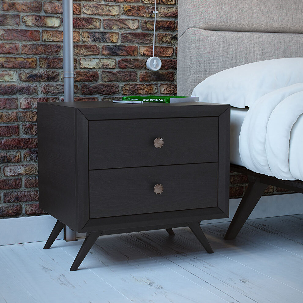 Rich mid-century design nightstand in black by Modway