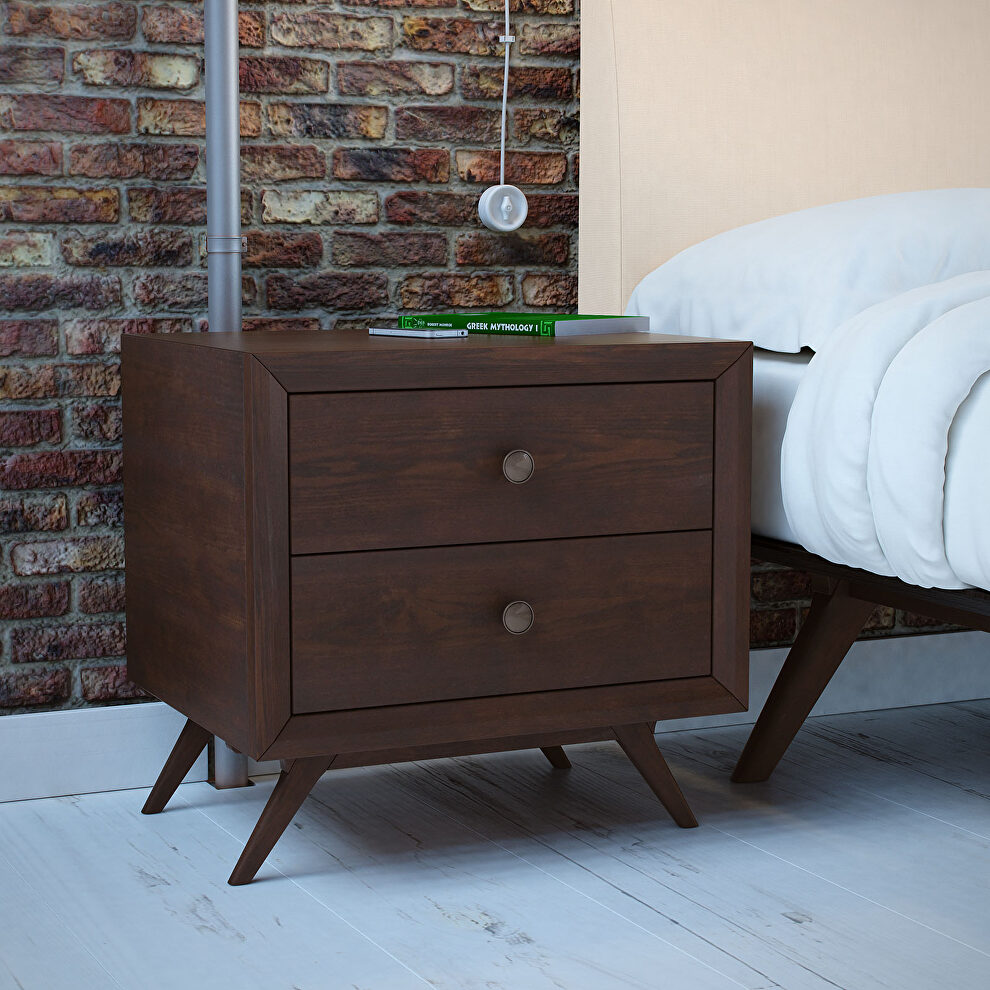 Rich mid-century design nightstand in cappuccino by Modway