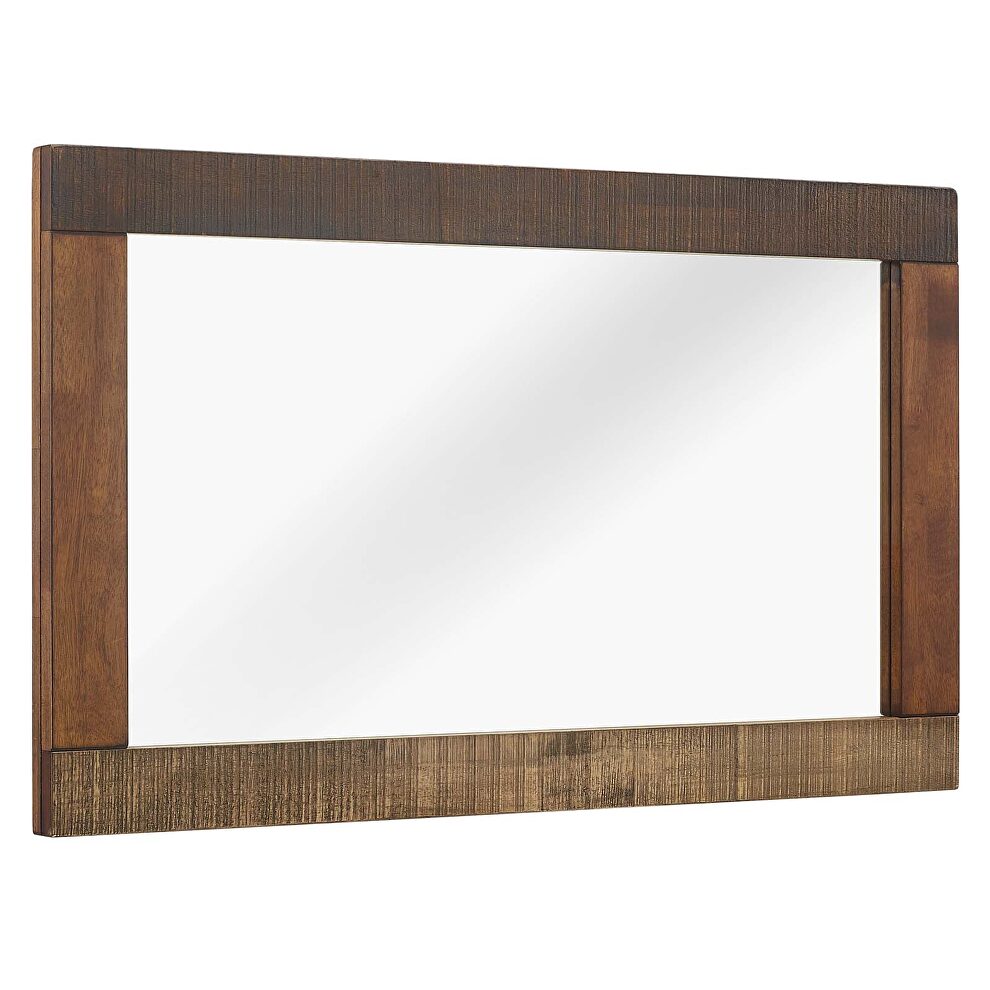 Rustic wood frame mirror in walnut by Modway