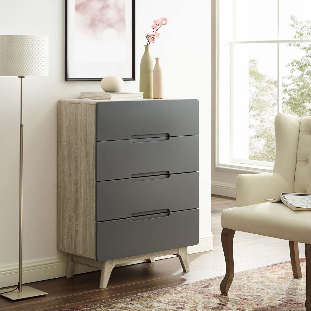 Four-drawer chest or stand in natural gray by Modway