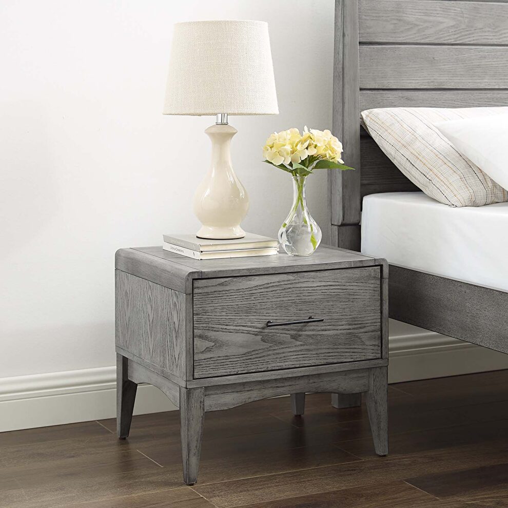 Wood nightstand in gray by Modway