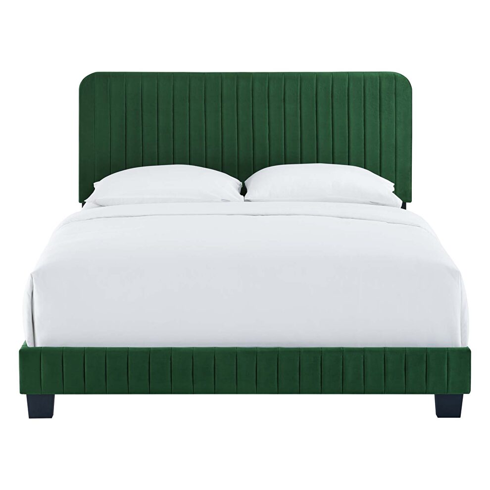 Emerald finish channel tufted performance velvet king bed by Modway