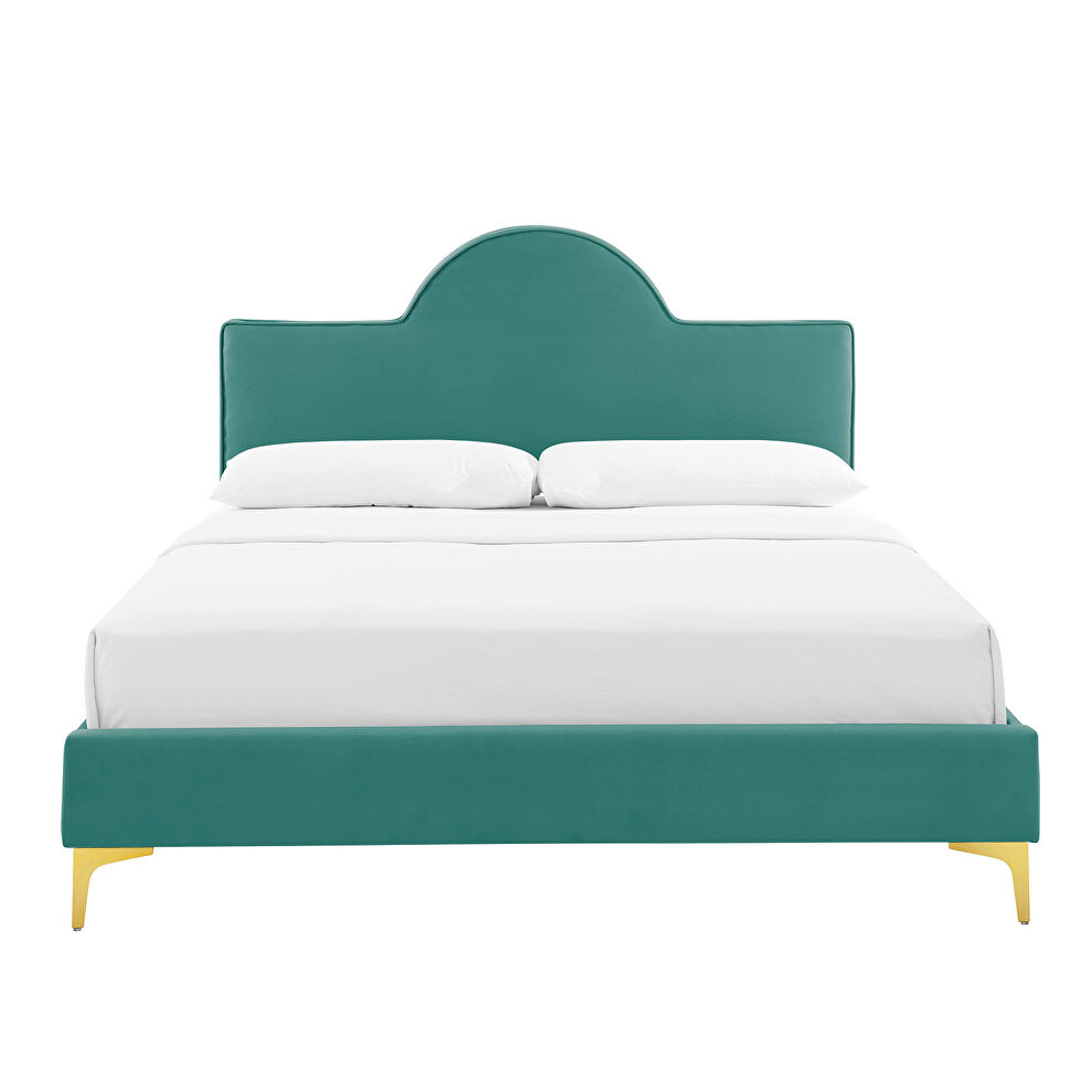 Teal performance velvet upholstery twin bed by Modway