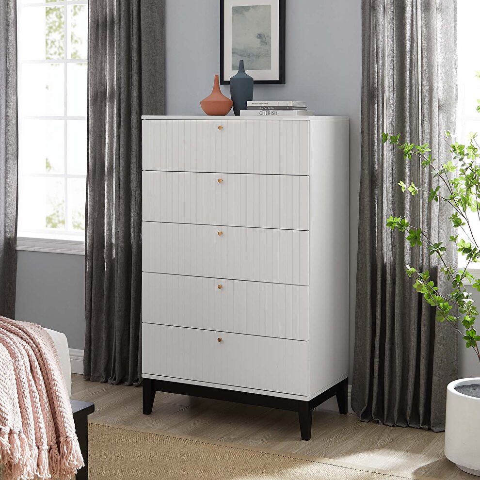 White finish contemporary modern design chest by Modway