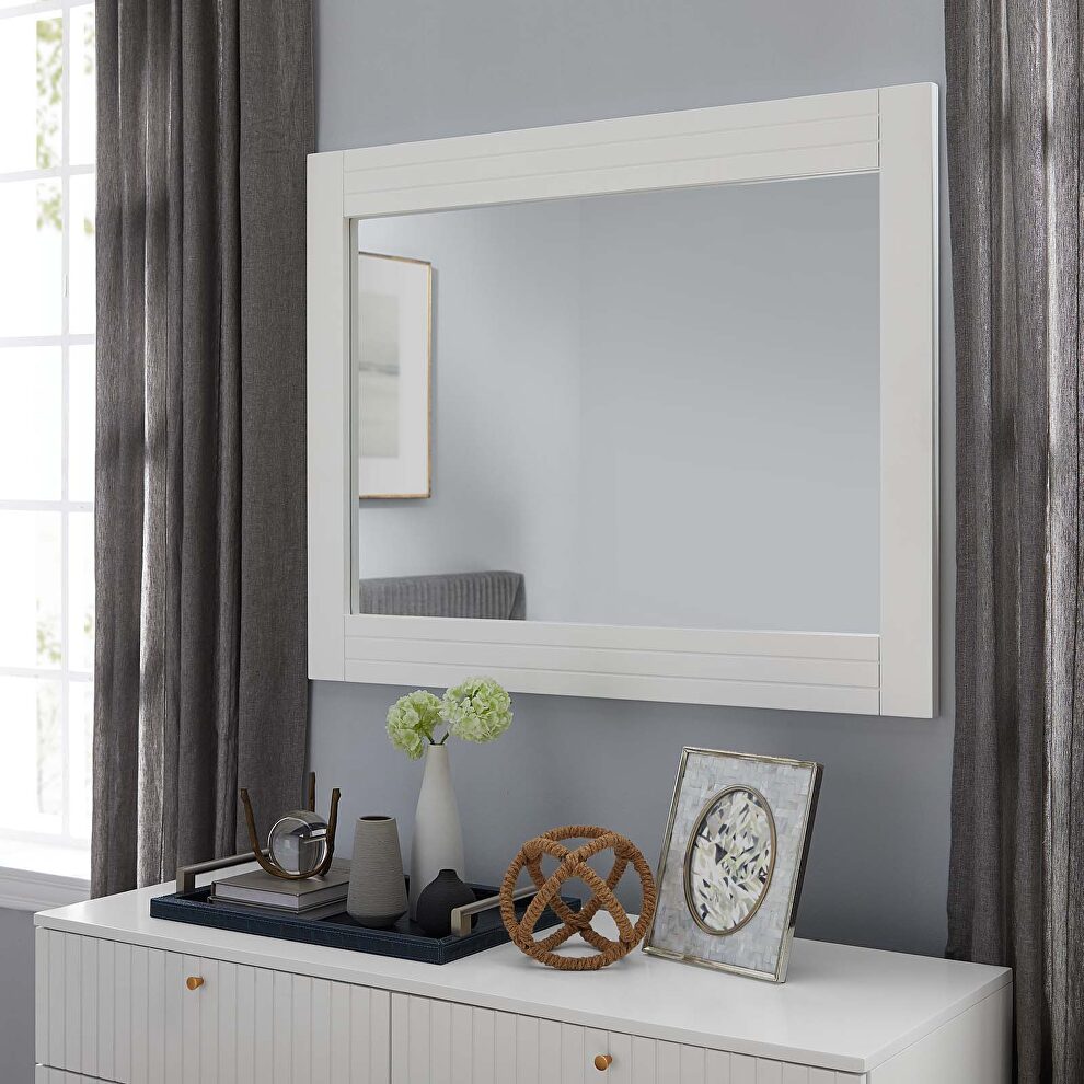 White finish frame contemporary modern design mirror by Modway
