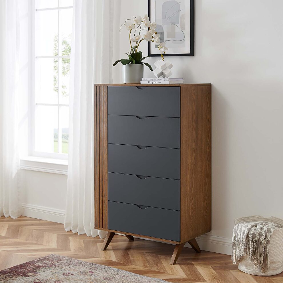 Walnut/ gray finish contemporary modern design chest by Modway