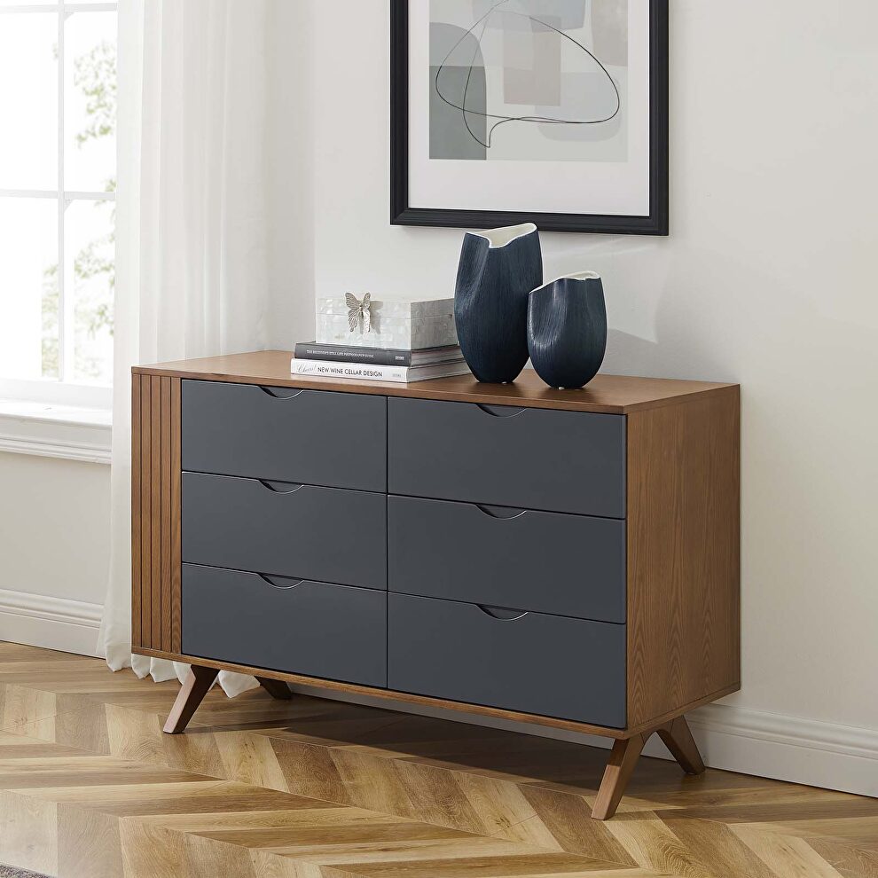 Walnut/ gray finish contemporary modern design dresser by Modway