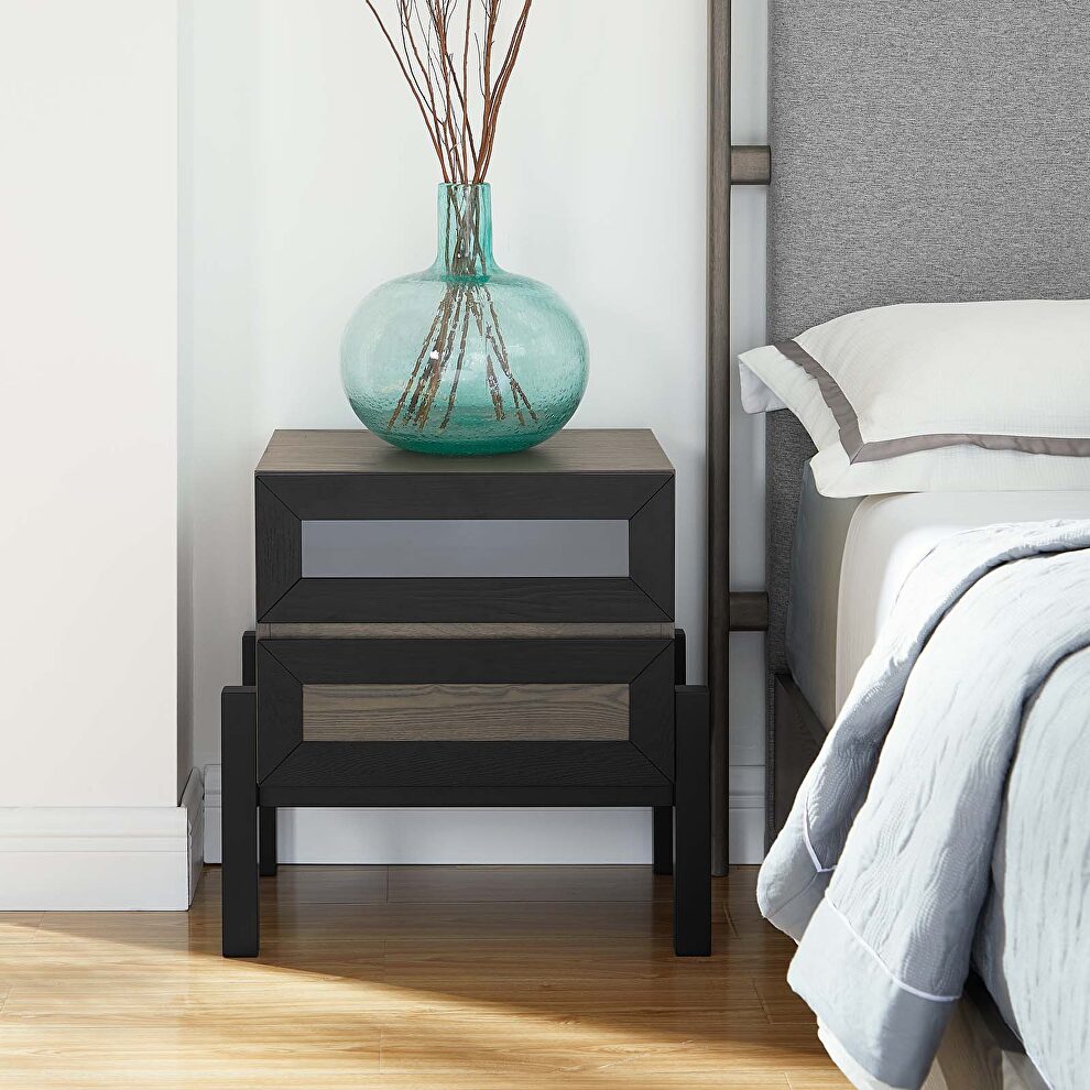 Oak finish contemporary modern style nightstand by Modway