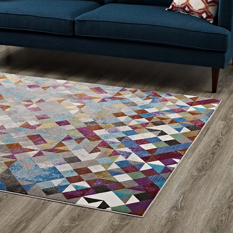 Multicolored finish triangle mosaic area rug by Modway