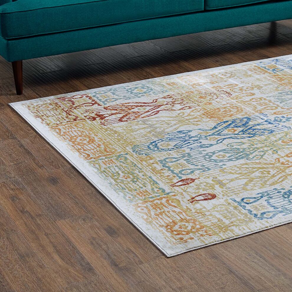 Distressed southwestern aztec vibrant design area rug by Modway