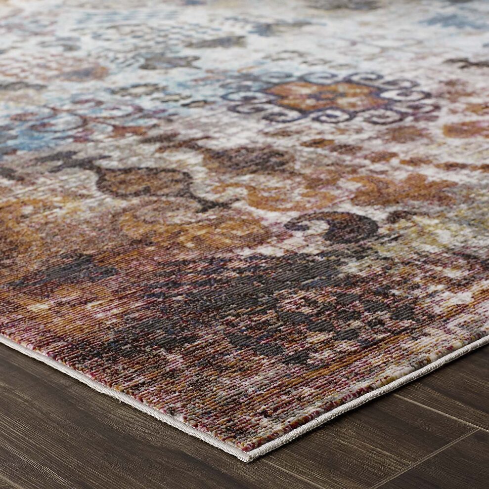 Multicolored transitional distressed vintage floral moroccan trellis area rug by Modway