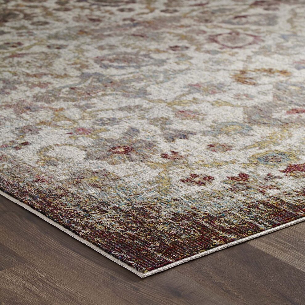 Distressed vintage floral moroccan trellis area rug by Modway