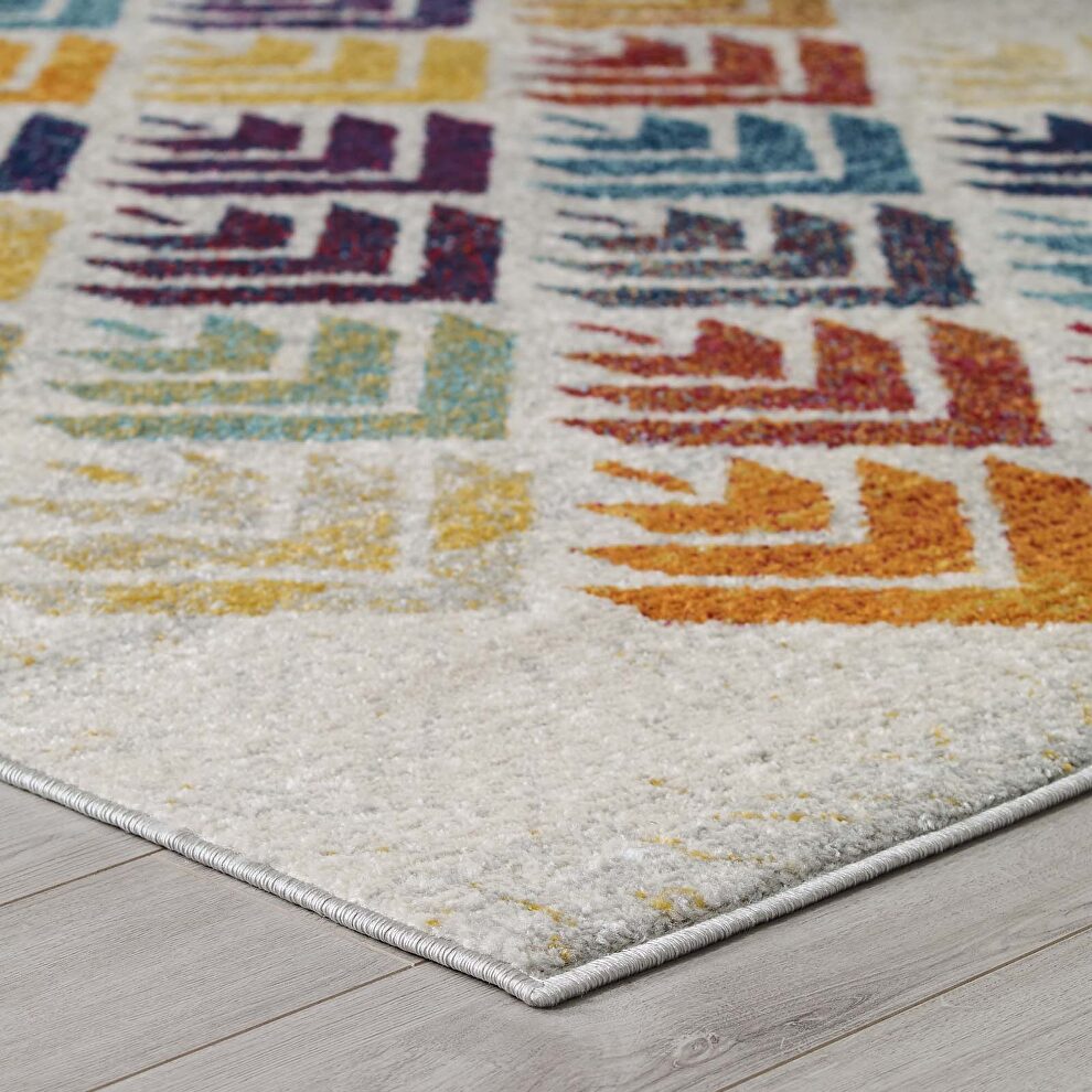 Multicolored abstract floral area rug by Modway