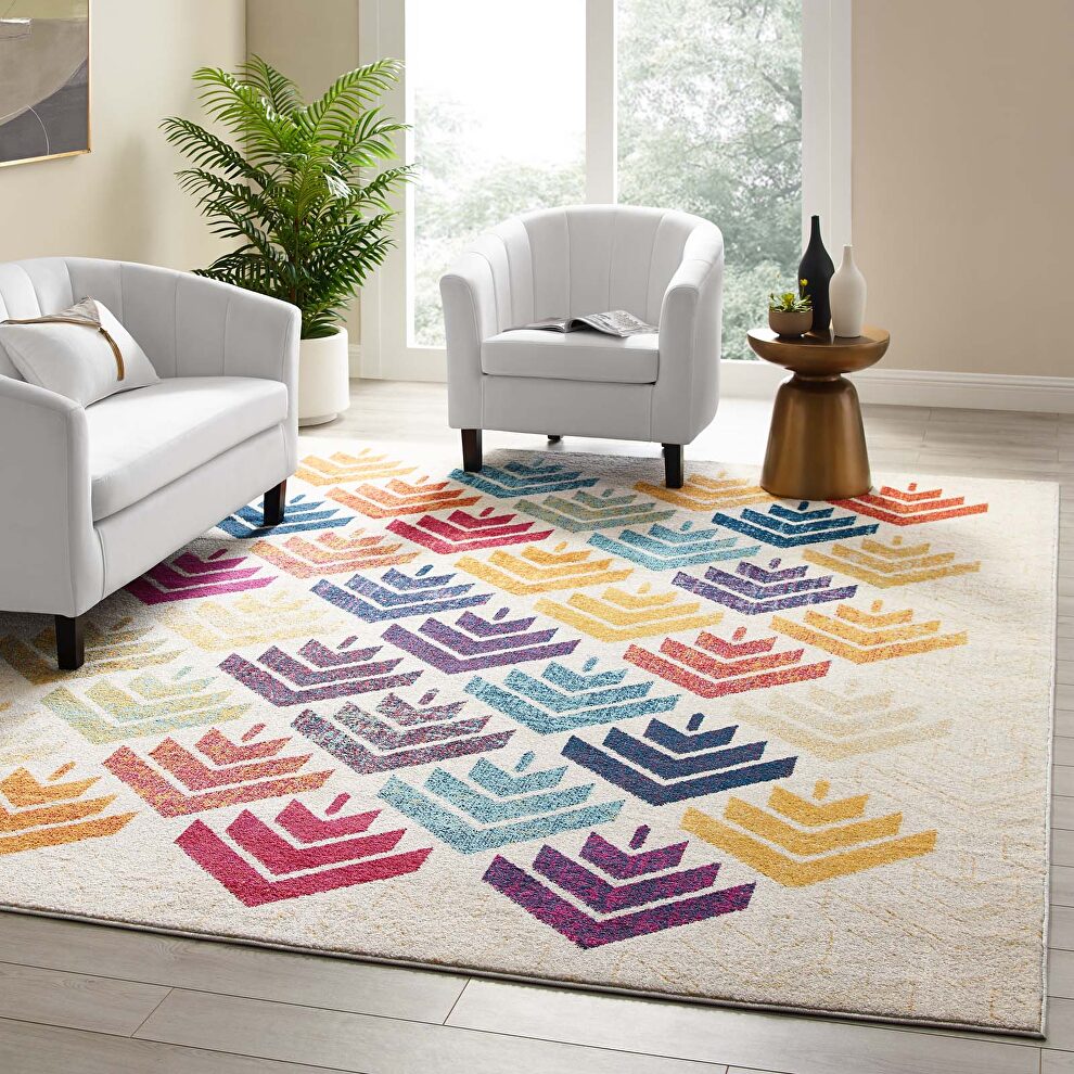 Multicolored finish abstract floral design area rug by Modway