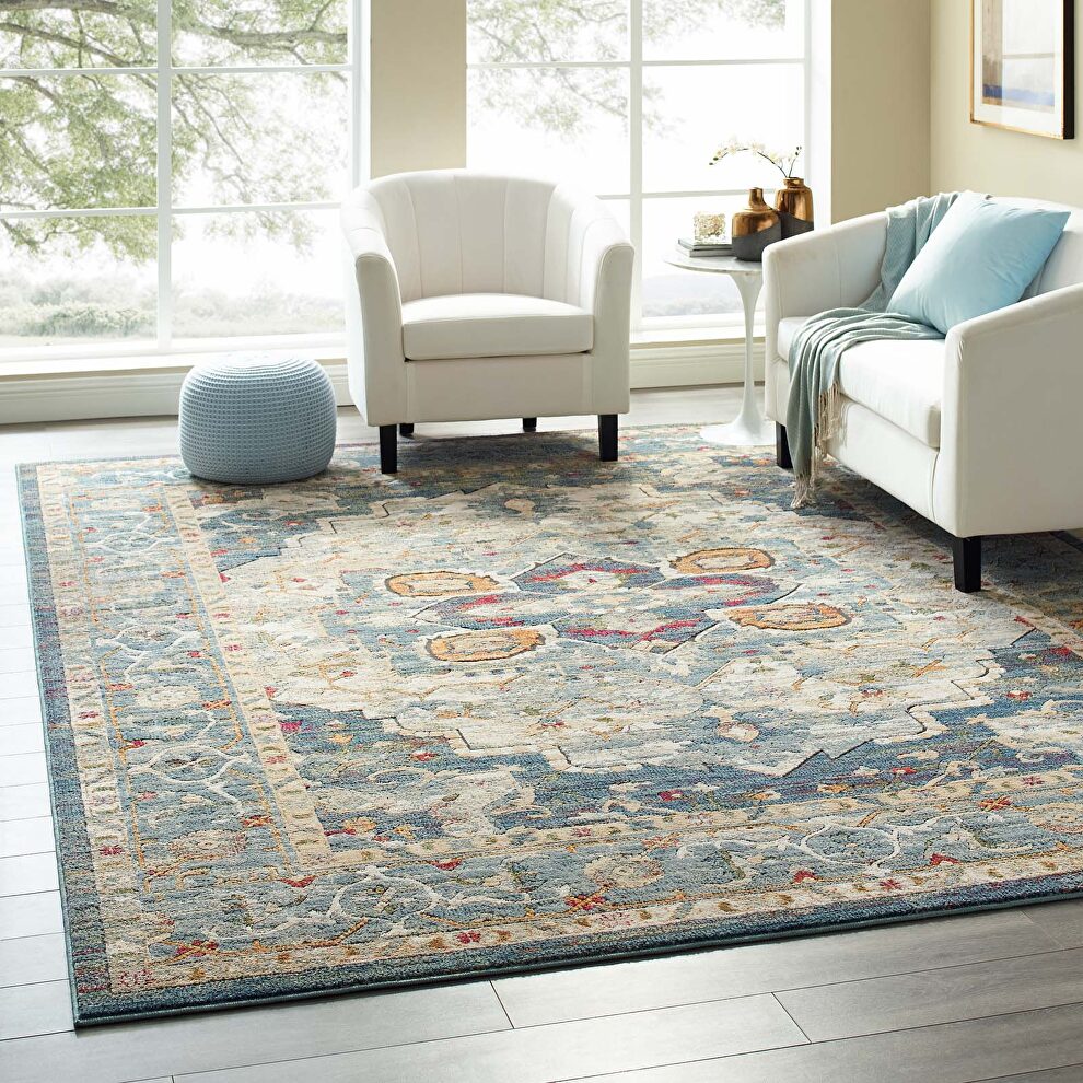 Distressed multicolor vintage persian medallion area rug by Modway