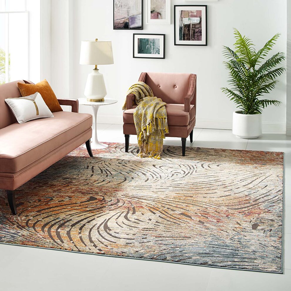 Multicolor finish contemporary modern vintage mosaic area rug by Modway