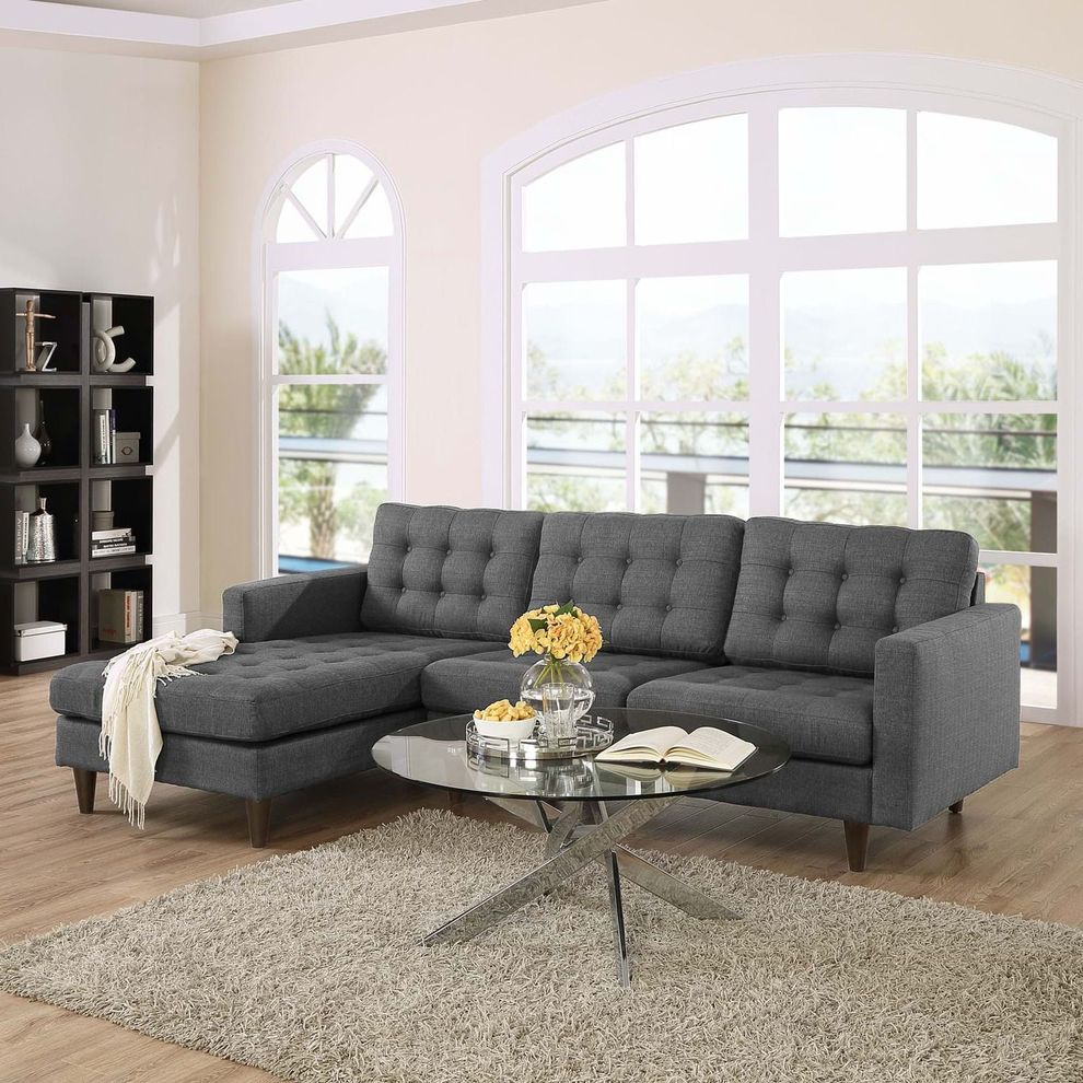 Gray upholstered fabric retro-style sectional sofa by Modway
