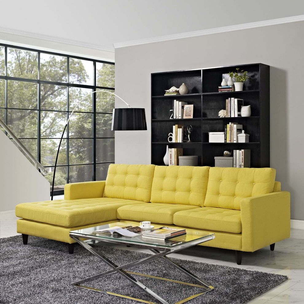 Sunny upholstered fabric retro-style sectional sofa by Modway