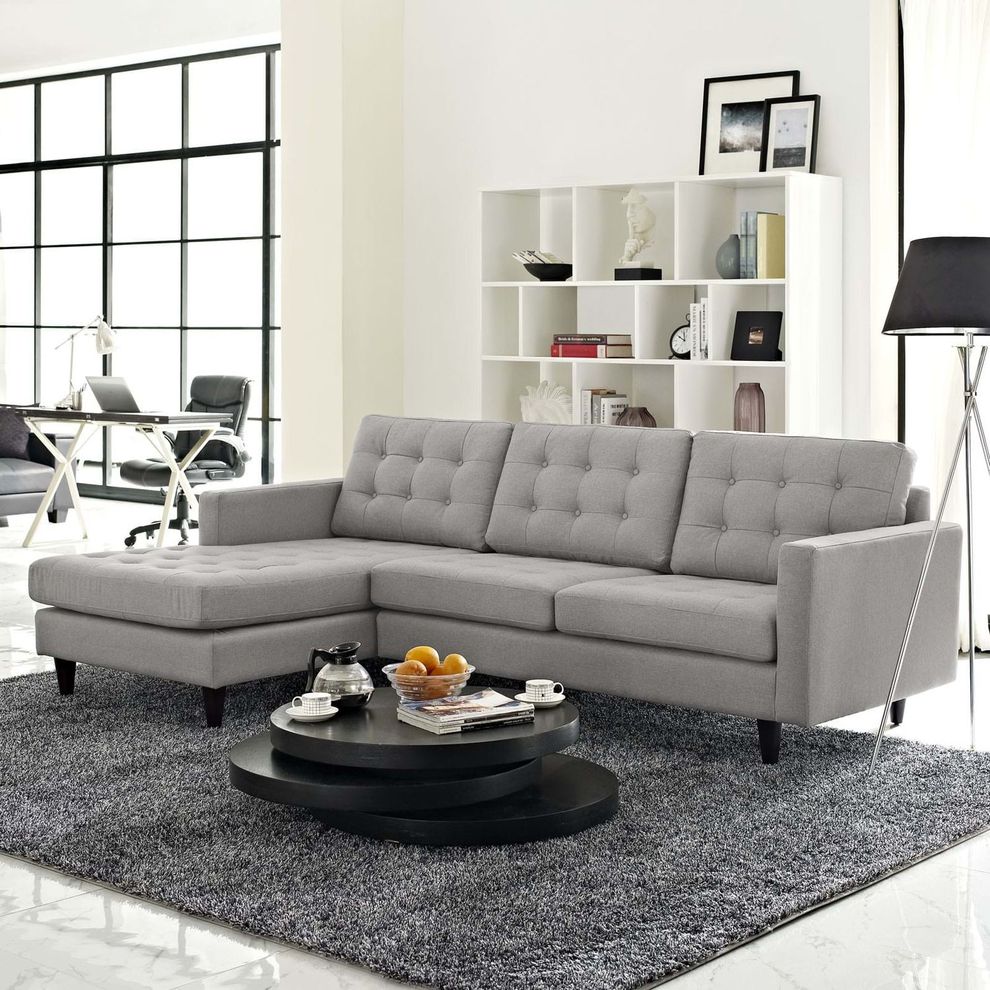 Gray upholstered fabric retro-style sectional sofa by Modway