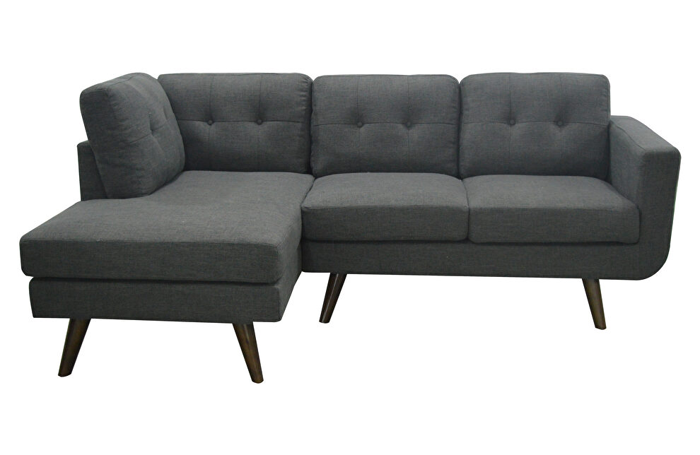 Movable headrests dark gray fabric left-facing sectional sofa by New Spec