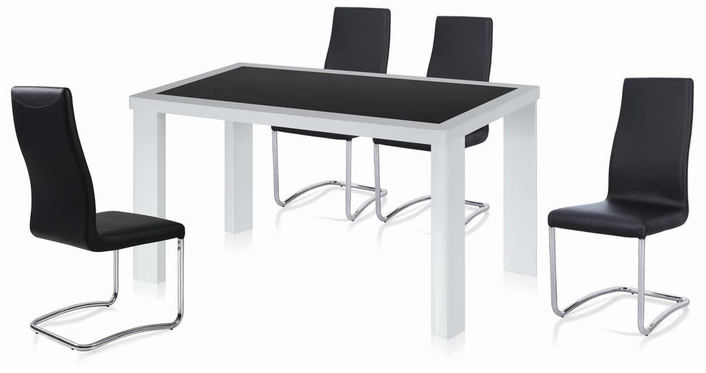 Small glossy white/black dining table by New Spec