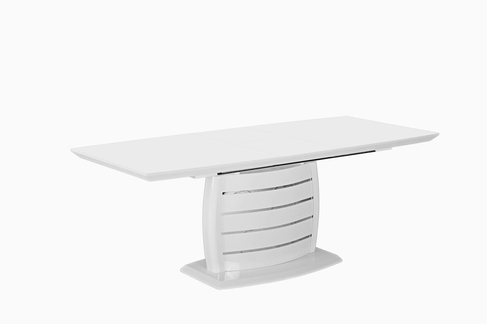 White/silver dining table w/ extension by New Spec