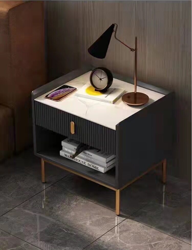 End / accent table / nightstand in charcoal / gold by New Spec